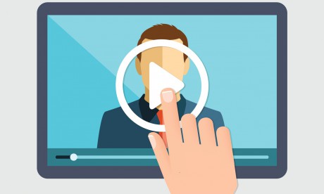 Vector flat illustration of webinar, online conference, lectures and training in internet