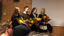Det vinnande laget som bestod av Jessica Schering, som läser industriell ekonomi, Abraham Elias Daoud, som läser byggteknik och design, Nicole Ferreira, som läser samhällsbyggnad och byggprojektledning samt Åsa Östman, som läser samhällsbyggnad, byggprojektledning. Foto: Ingenjören